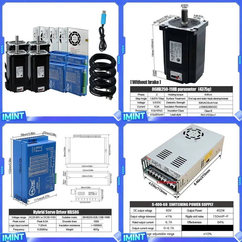 Hybrid Servo Driver Nema 34 8.5Nm - 4축 네마 34 폐쇄 루프 스테퍼