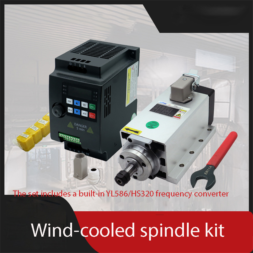 Air Cooled 1.5Kw Spindle Motor Inverter 110V - 1.5KW HIZ80x73-1.5 사각형 공냉식 스핀들 주파수
