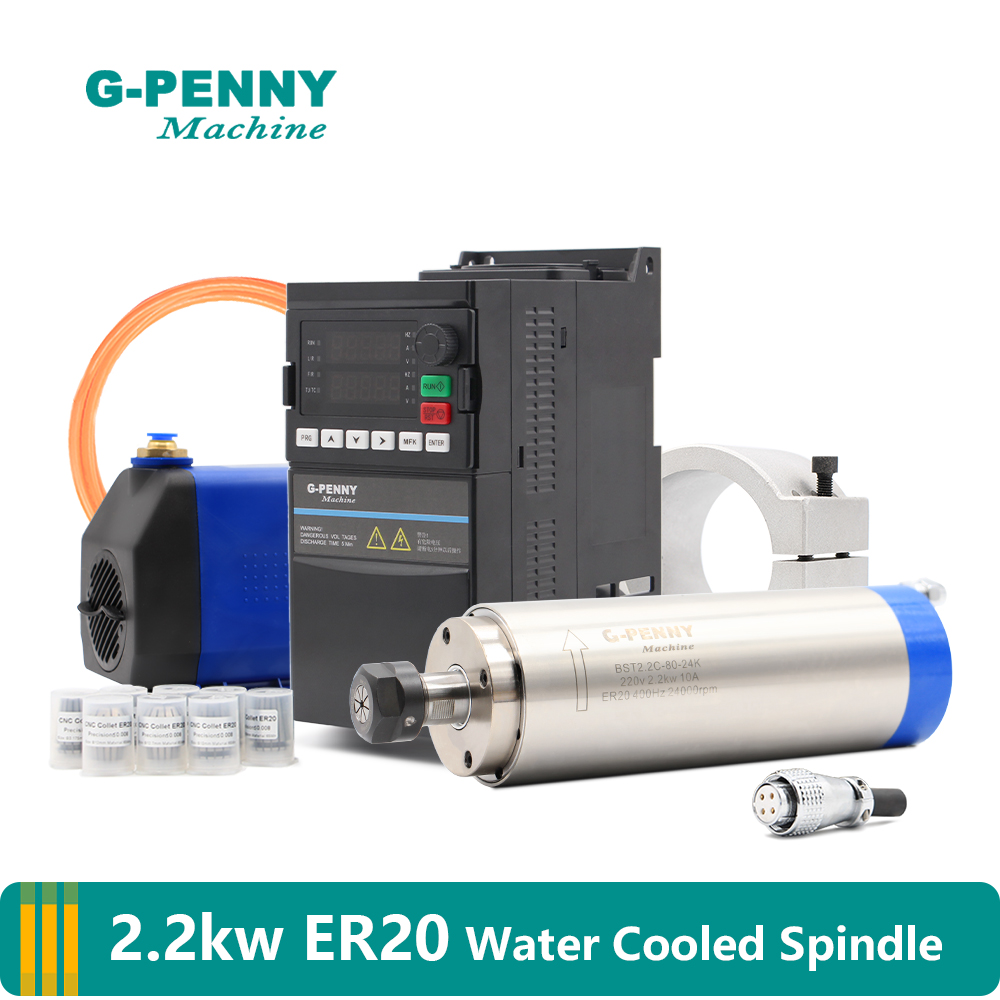 2.2Kw Water Cooled Spindle Kit Vfd - G-PENNY 2.2kw ER20 수냉식 스핀들 키트