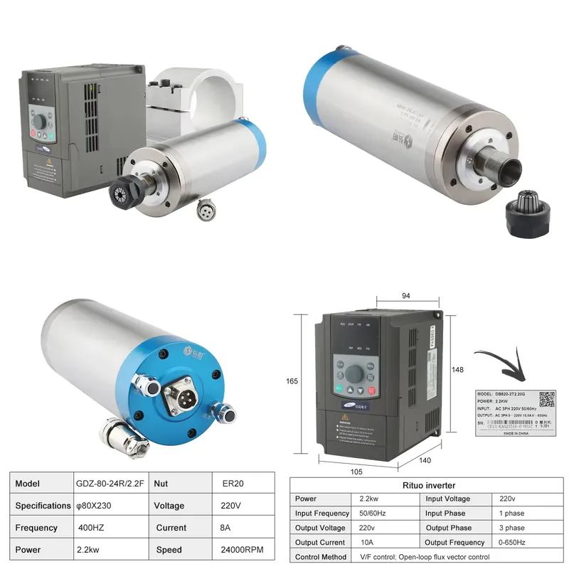2.2Kw Water Cooled Spindle Kit Vfd - 2026중국*공장* ER20 2.2kw 수냉식 CNC 라우터