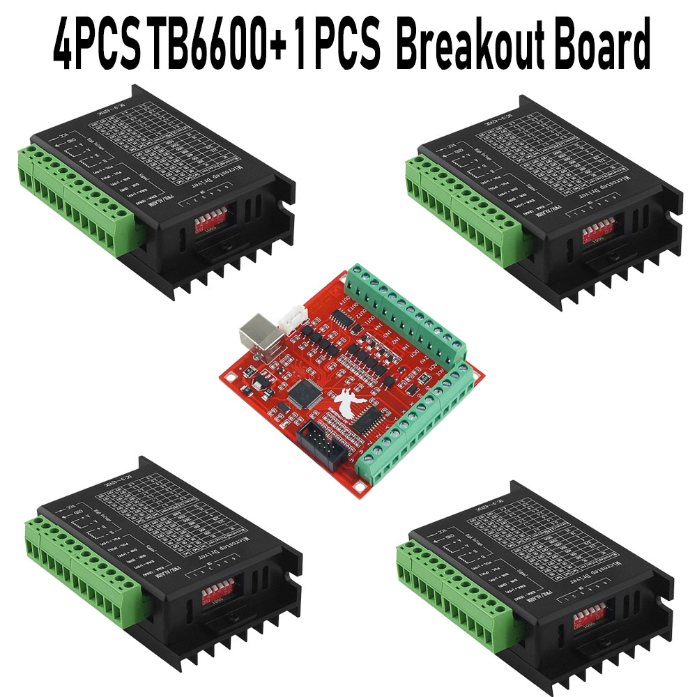 Mach3 Usb Cnc Controller 4 Axis 100Khz - 4PCS 스테퍼 모터 드라이버 TB6600 업그레이드