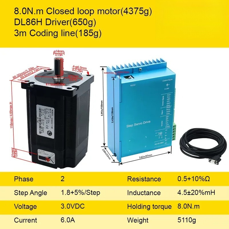 Hybrid Servo Driver Nema 34 8.5Nm - 산업용 Nema 34 폐쇄 루프 스테퍼