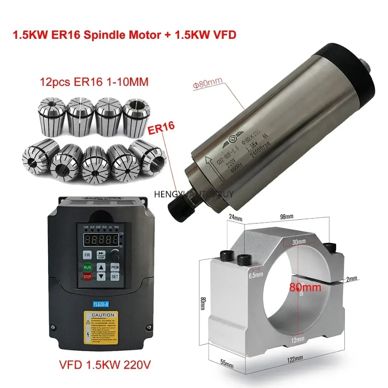 Er20 Collet Chuck Spindle Motor 220V - 공냉식 800W 1500W 2200W 스핀들 모터