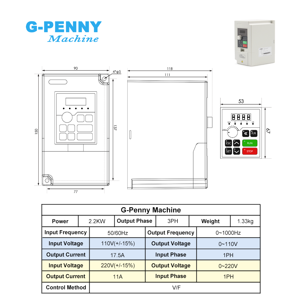 G-Penny 2.2KW ER20 불릿 수냉식 CNC  - 2.2Kw Water Cooled Spindle Kit Vfd 리뷰 및 가격