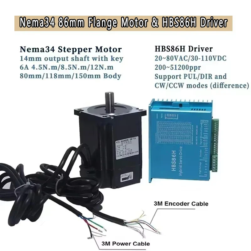 Nema34 86mm 폐쇄 루프 스테퍼 모터 키트(인코 - Hybrid Servo Driver Nema 34 8.5Nm 리뷰 및 가격