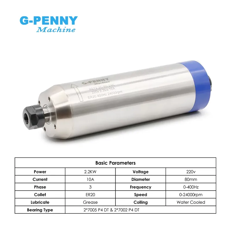 G-penny 2.2KW ER20 D80 목공용 불릿  - 2.2Kw Water Cooled Spindle Kit Vfd 리뷰 및 가격