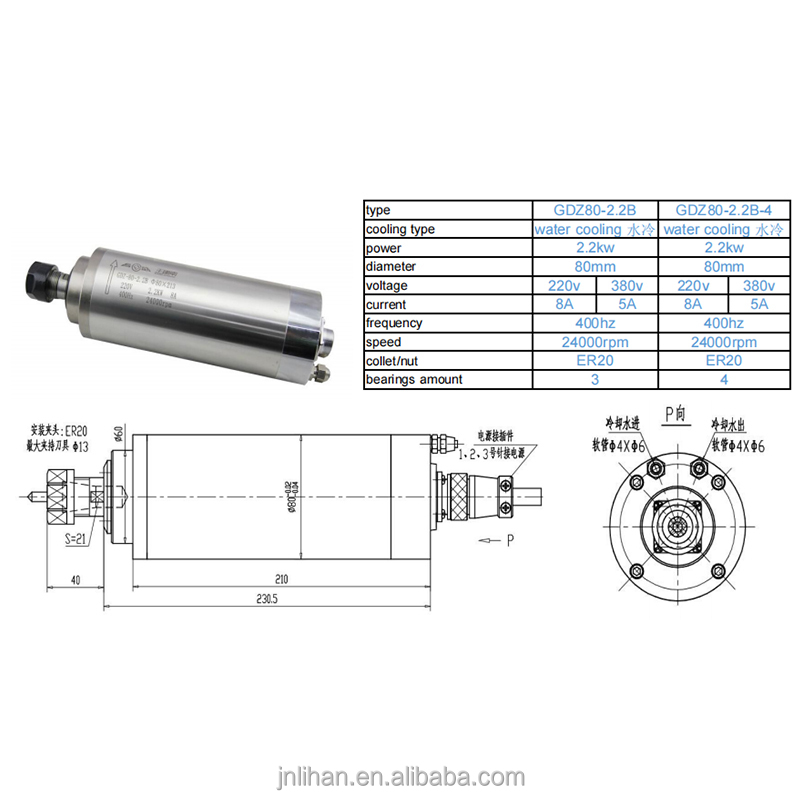 GDZ 2.2KW 220V 수냉식 CNC 라우터 스핀들 - 2.2Kw Water Cooled Spindle Kit Vfd 리뷰 및 가격