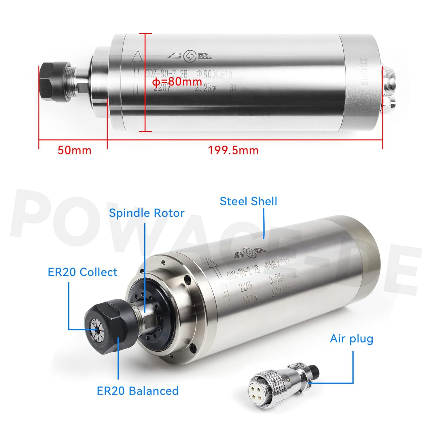 2.2KW 110V 또는 220V 8A GDZ-80-2 - 2.2Kw Water Cooled Spindle Kit Vfd 리뷰 및 가격